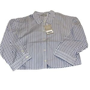 Everlane NWT Woven Cotton‎ Pajama Top Blue Stripe Button Down Women’s Size Small